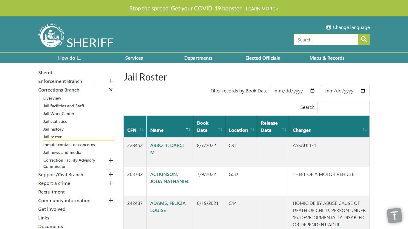 Jail Roster - Clark County, Washington